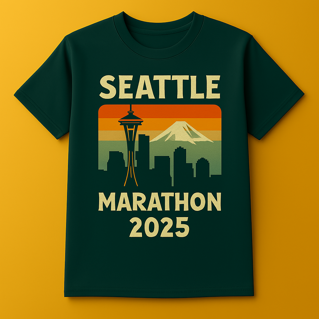 Custom screen printed t-shirts for 5K runs and marathons in the greater Seattle area