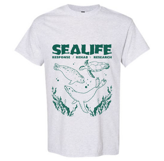 SEA Life Adult Tee Ash Grey w/ Dark Green Print: 2XL