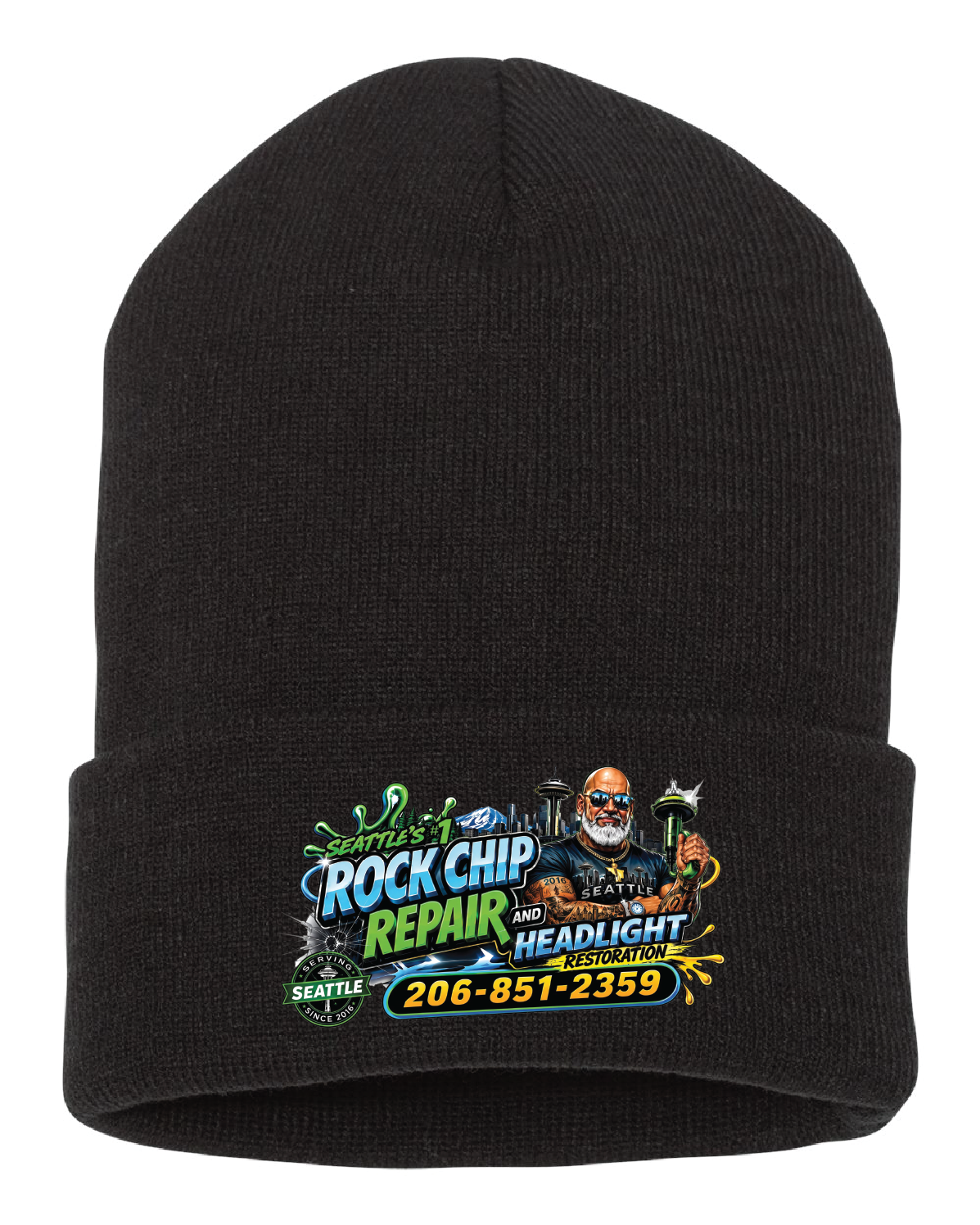 Seattle Chip Away Beanie | Black