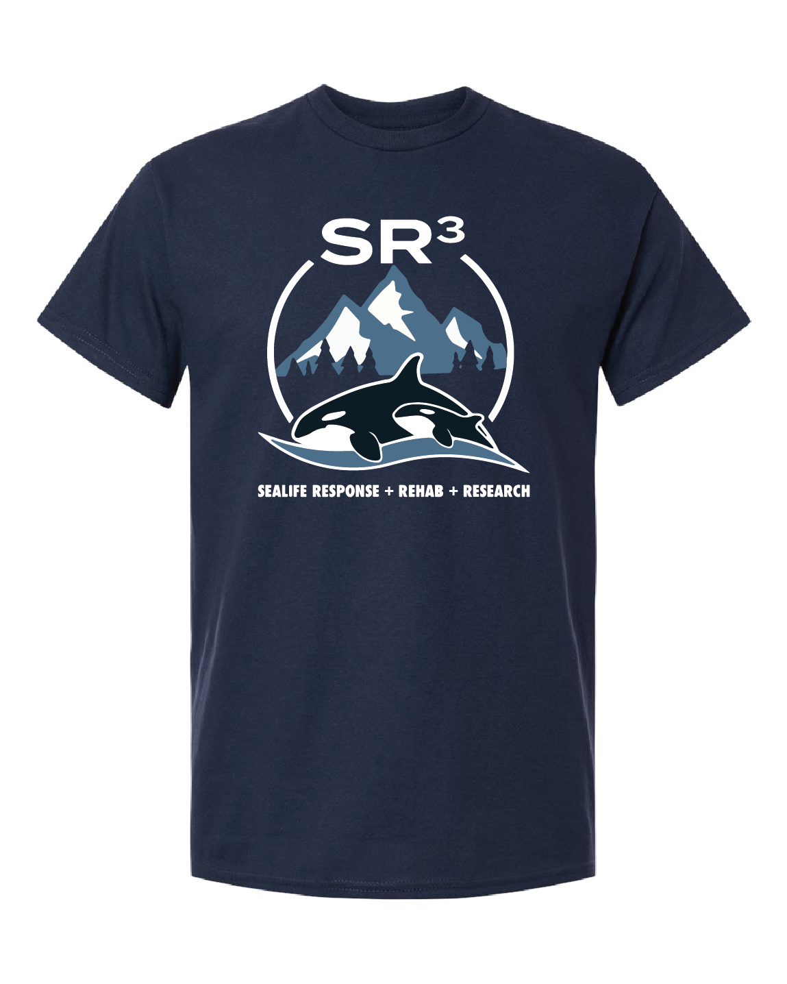 SR3 Logo Adult Tee | Light Blue & White Print | Navy | Medium