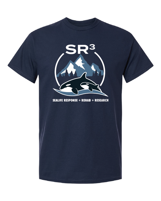 SR3 Logo Adult Tee | Light Blue & White Print | Navy | 2XL