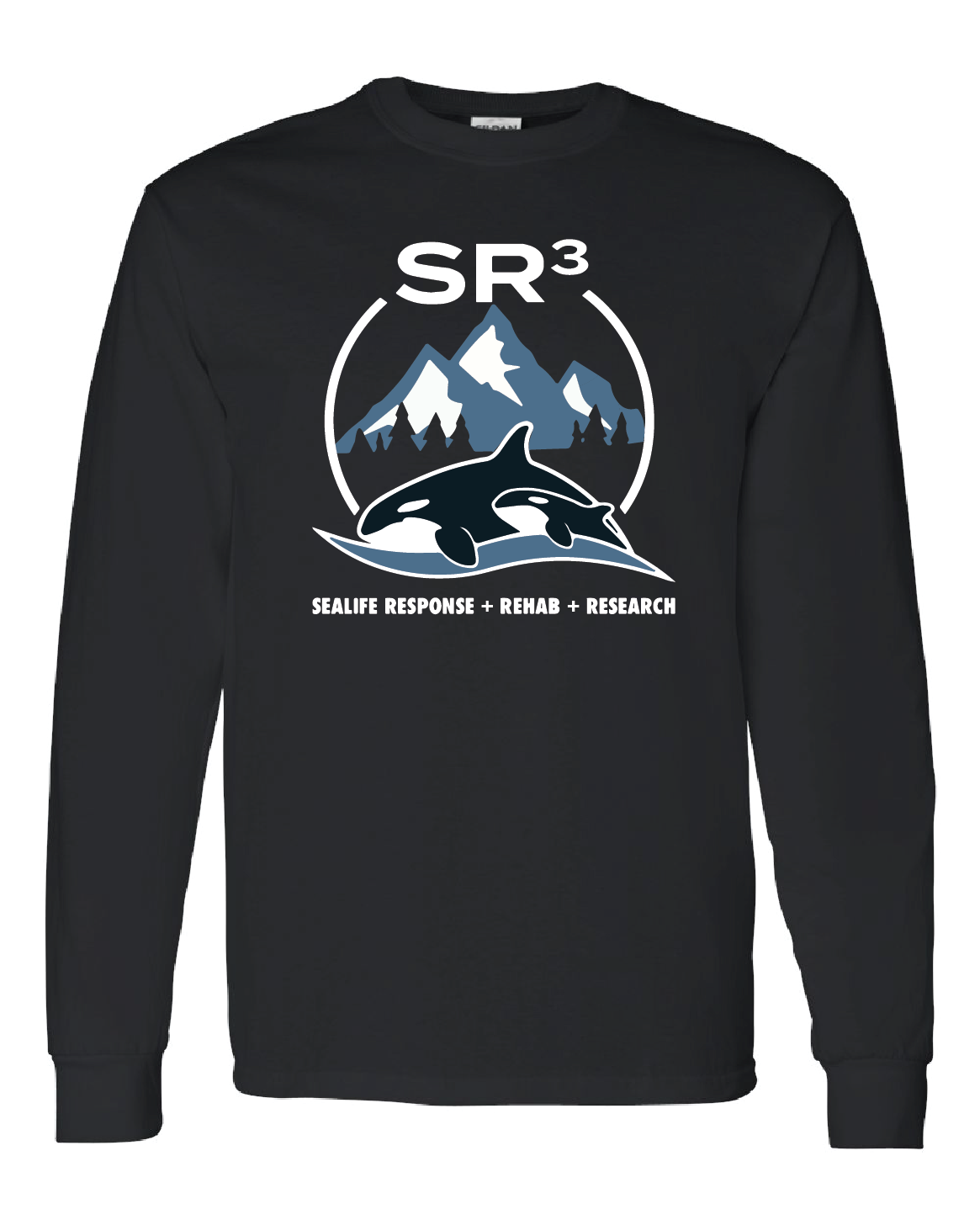 SR3 Logo Adult Long Sleeve | Light Blue & White Print | Black | Large