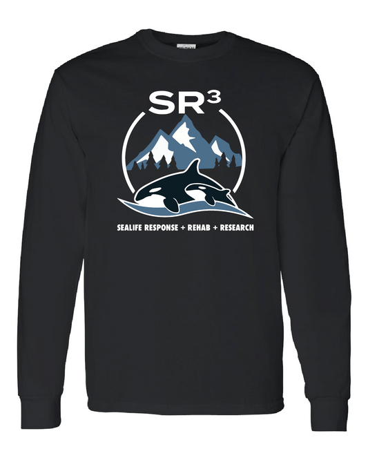 SR3 Logo Adult Long Sleeve | Light Blue & White Print | Black | 2XL