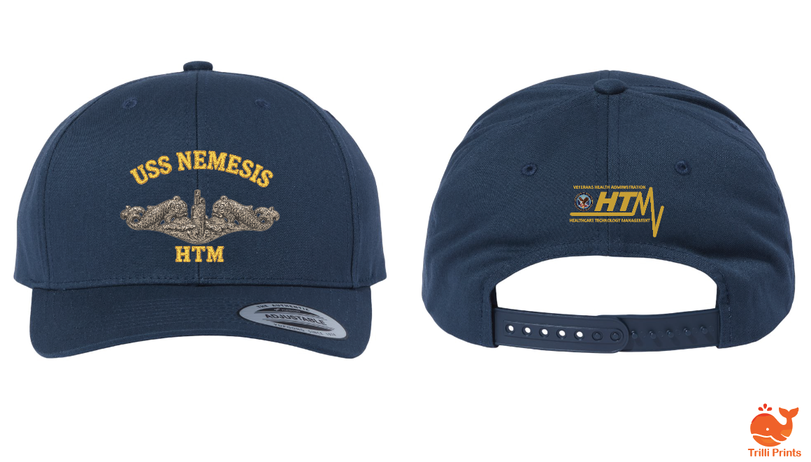 Custom USS Hat / Printed Front / Printed Back / Navy in Color