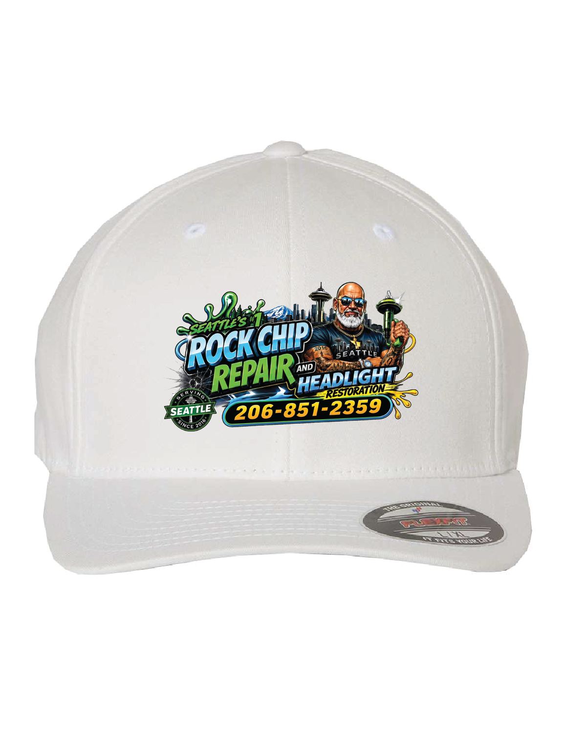 Seattle Chip Away Flexfit Hat | White
