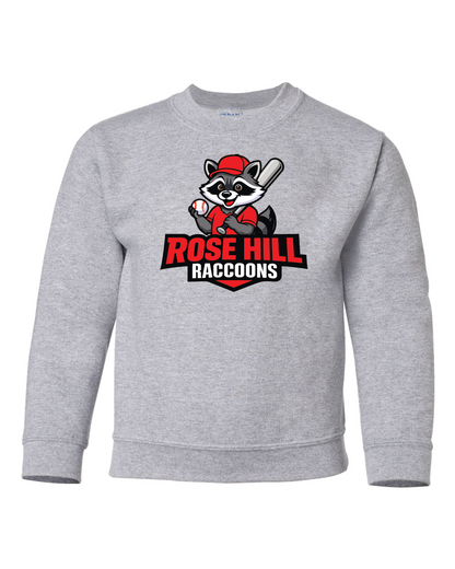 Youth Exclusive Baseball Rose Hill Raccoon Crewneck Sweater