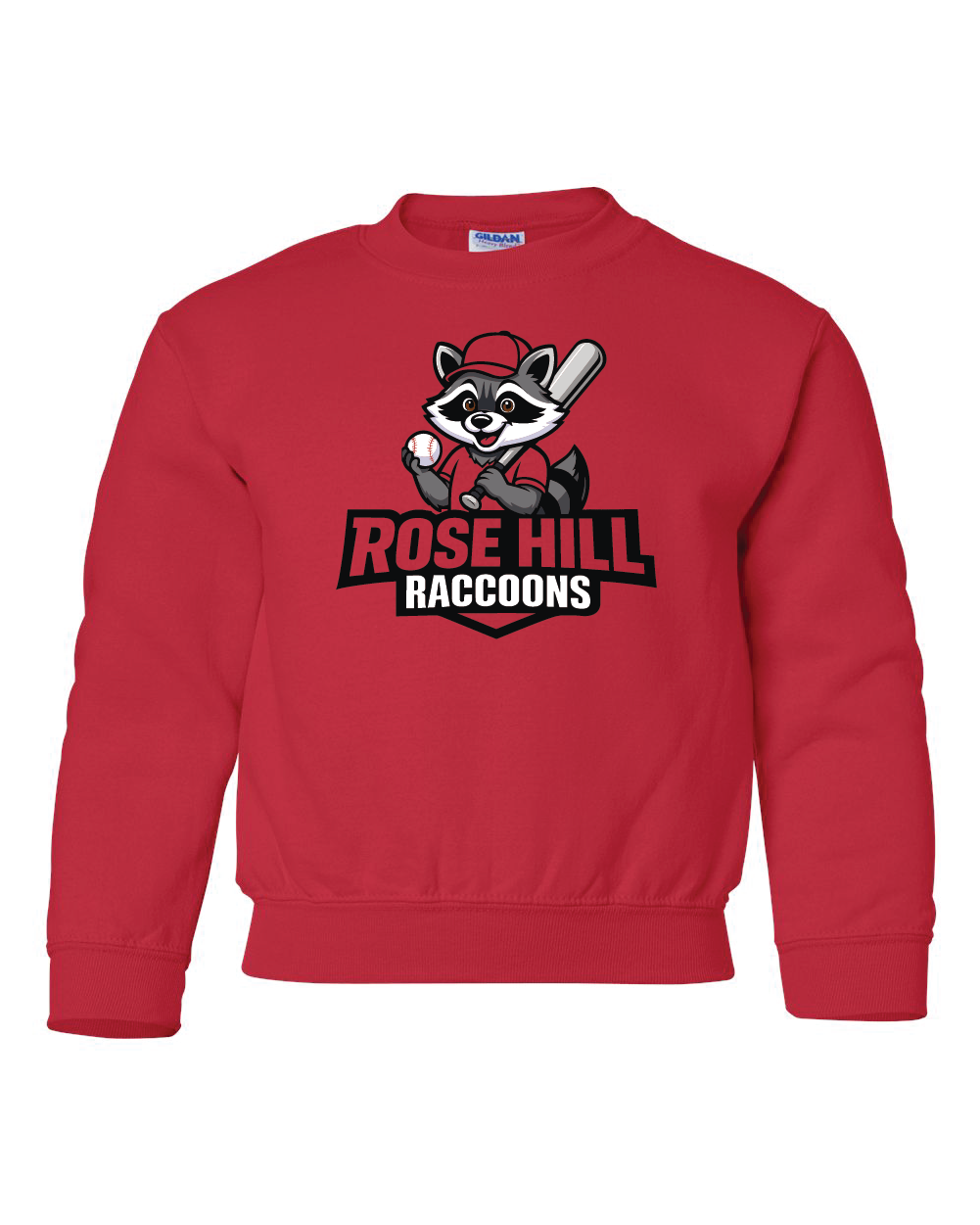 Youth Exclusive Baseball Rose Hill Raccoon Crewneck Sweater