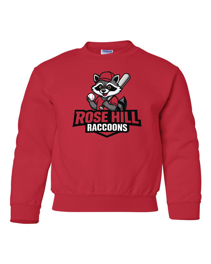 Youth Exclusive Baseball Rose Hill Raccoon Crewneck Sweater