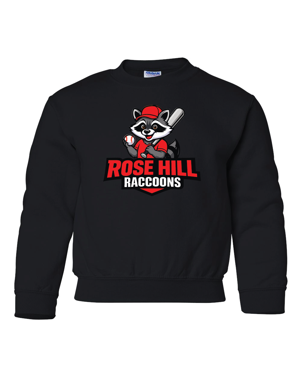 Youth Exclusive Baseball Rose Hill Raccoon Crewneck Sweater